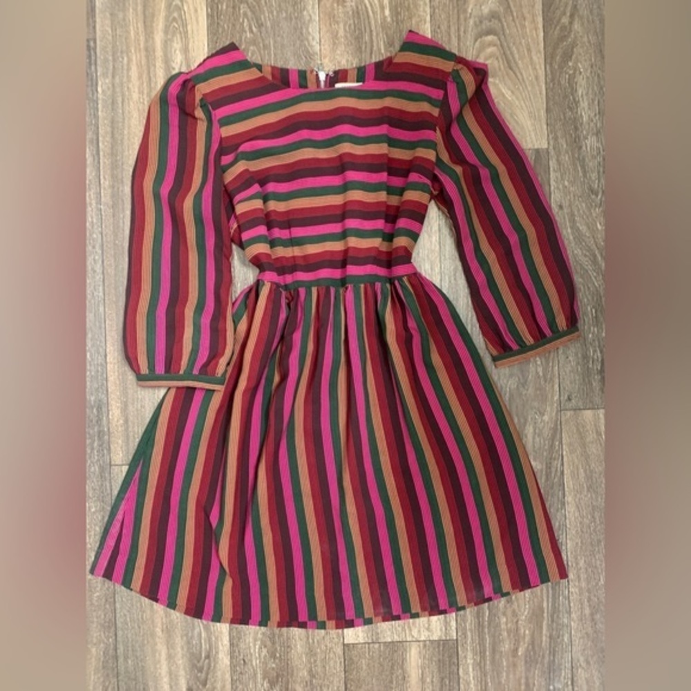 Retro Fossil Strip Dress sz M-A0077